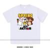 Spring Into Action Printed T-Shirt 100% Cotton Oversized Motivational Graphic Tees for Men Women Summer Tops Active Streetwear