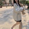 2025 Autumn/Winter Loose Candy Color V-Neck Knit Cardigan with 3D Flower Bow for Women