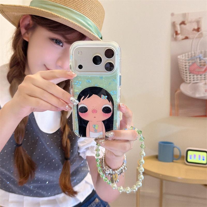 Adorable Cartoon Blue Flowers Phone Case for iPhone 17/16 Pro Max/15/14