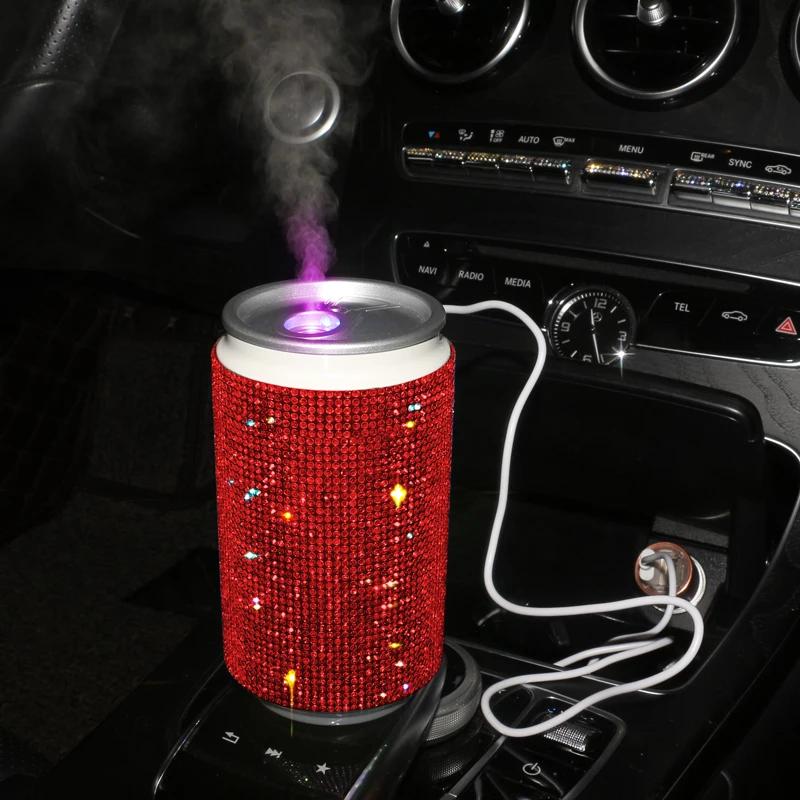 Umidificator auto Diamond Crystal cu lumină LED Umidificatoare de birou Portabil USB Mini Odorizant de aer Accesorii auto pentru femei