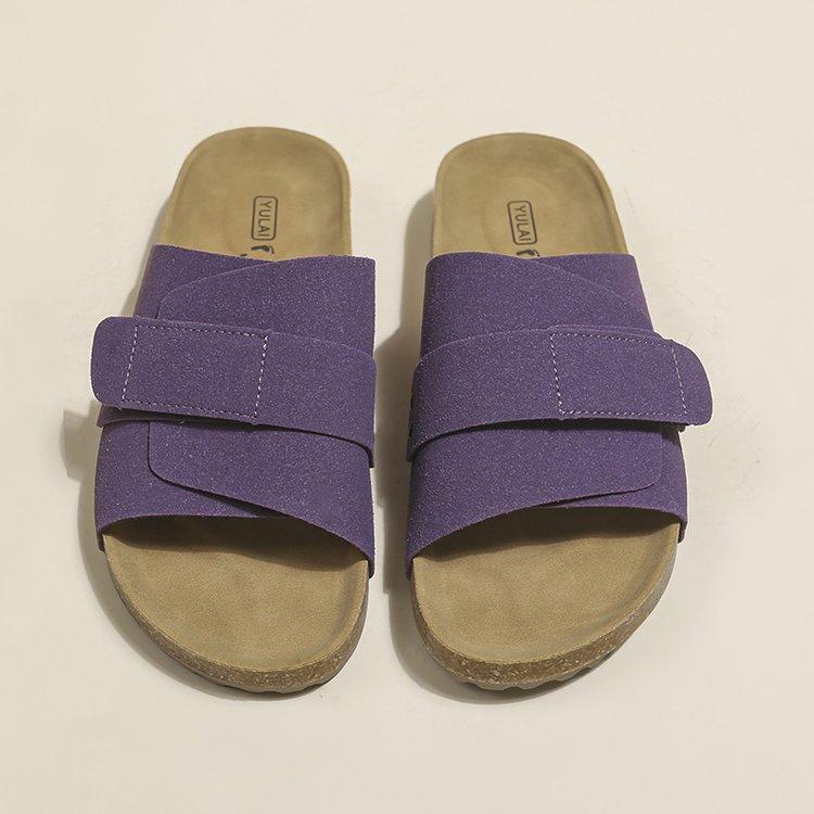 Purple Velcro Boken Shoes for Women's Summer Wear 2025 New Platform Boken Beach Shoes One-word Cool Slippers
