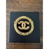 Used Vintage CHANEL Coco Mark Oval Brooch Gold Black
