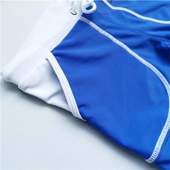 Men Summer Swimming Trucks Mid-rise Drawstring Patchwork Color Pocket Swimming Shorts Quick-Drying Stretch Beach Surfing Shorts