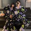 Thick Flannel Pajama Set Couples Cartoon Design Warm Sleepwear Long Sleeve Home Loungewear