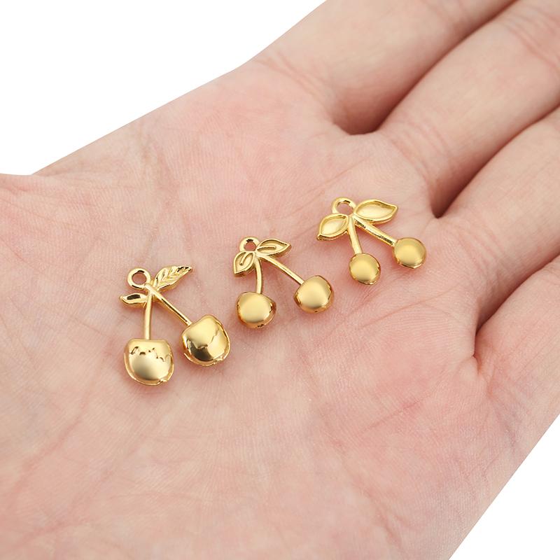 5 Stück PVD Edelstahl Halsketten Anhänger Perlen Los Nie verblassend Kirsch Anhänger für DIY Armband Ohrringe Zubehör Schmuckherstellung