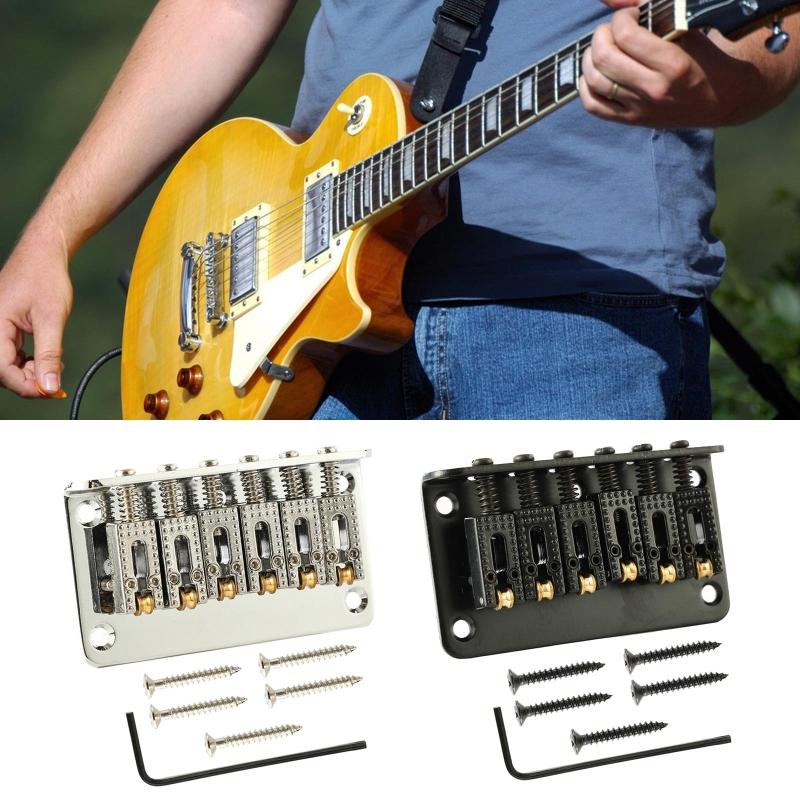 78mm 6 String Bass Guitar Roller Saddle Hardtail Top Load Bridge Tailpiece with L Shaped Wrench and Screws for Guitars