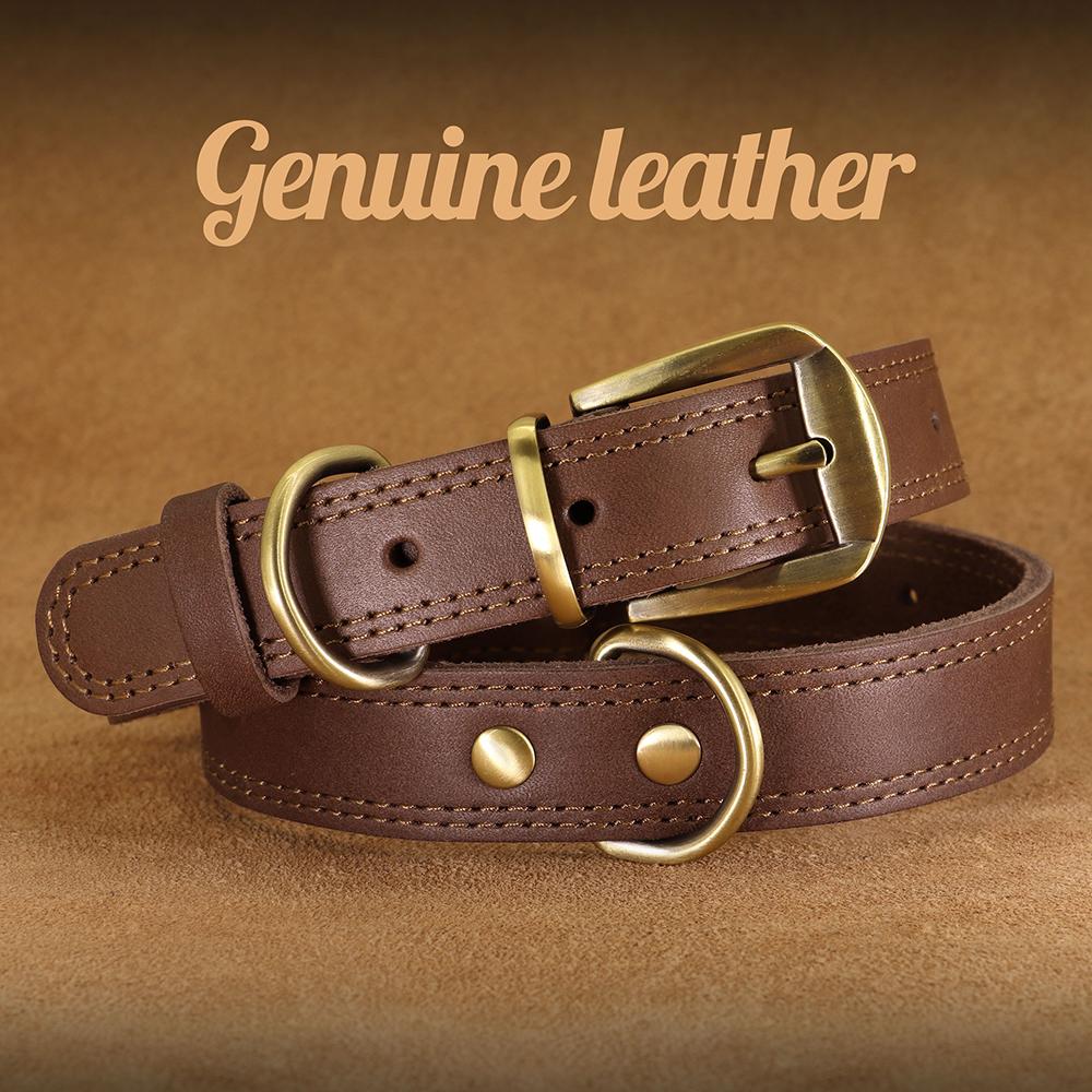 Genuine Leather Dog Collar Real Leather Pet Dogs Collars Necklace Durable For Small Large Dogs German Shepherd French Bulldog