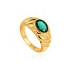 Oval Colored Zircon Ring Woman Stainless Steel Natural Stone 18K Gold Plated Metal Shiny Waterproof Party Jewelry Gifts