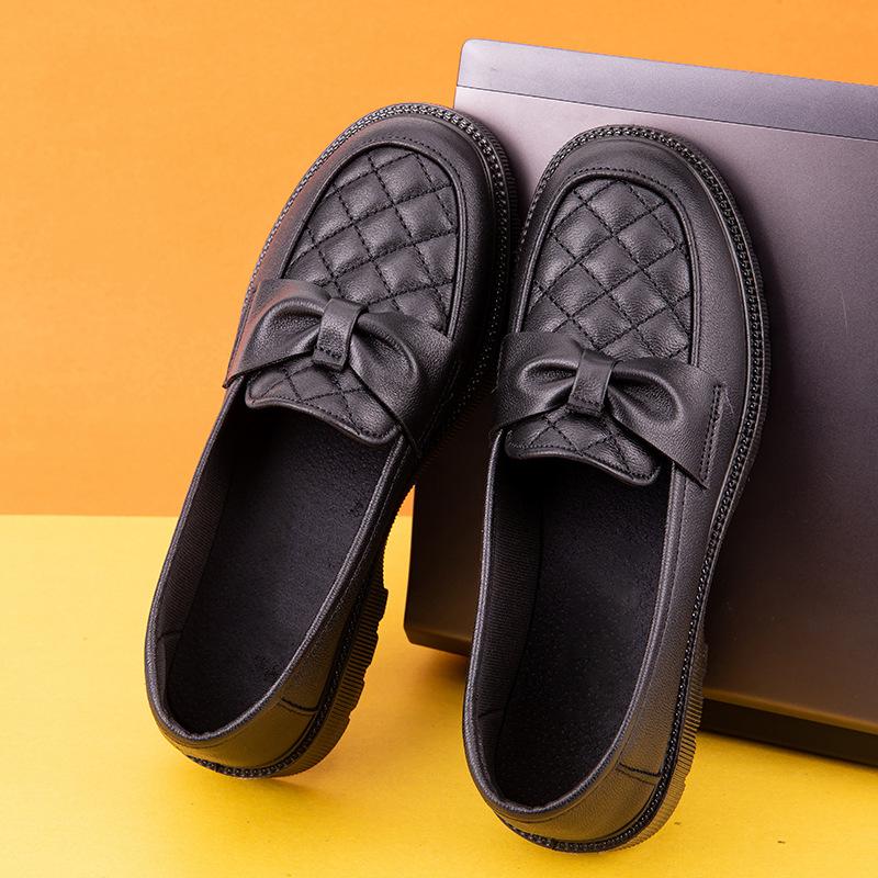 Loafers Spring New British Style Casual Small Leather Shoes One-Pedal Flat Mother Shoes Small Fragrant Women'S Shoes