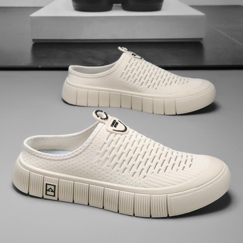 Slip-On Open Back Sandals for Men and Women - Breathable Mesh Summer Slide Shoes with Flat Sole, Lightweight Outdoor Casual Wear