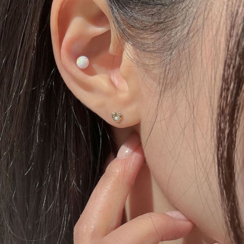 youngglow 14k vintage heart stone piercing (2type)