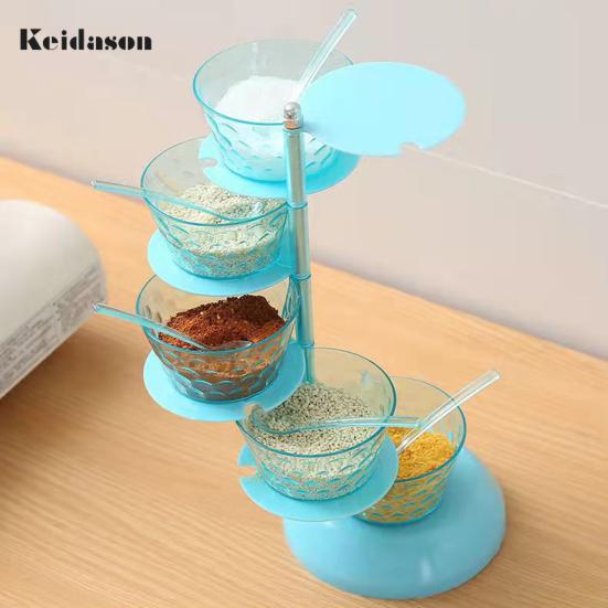 Convenient Good Sealing Visible Seasoning Jar Rotating Design Box Kitchen Accessories