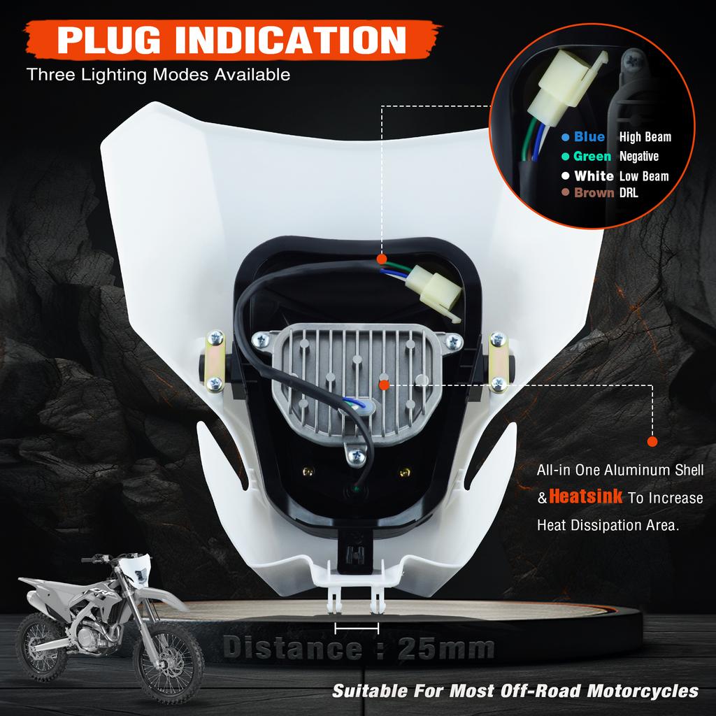 PowerZone Motorcycle Headlight LED For Honda CRF CRF450L CRF450XR 2019 2020 Supermoto Head Light Head Lamp Fairing Enduro