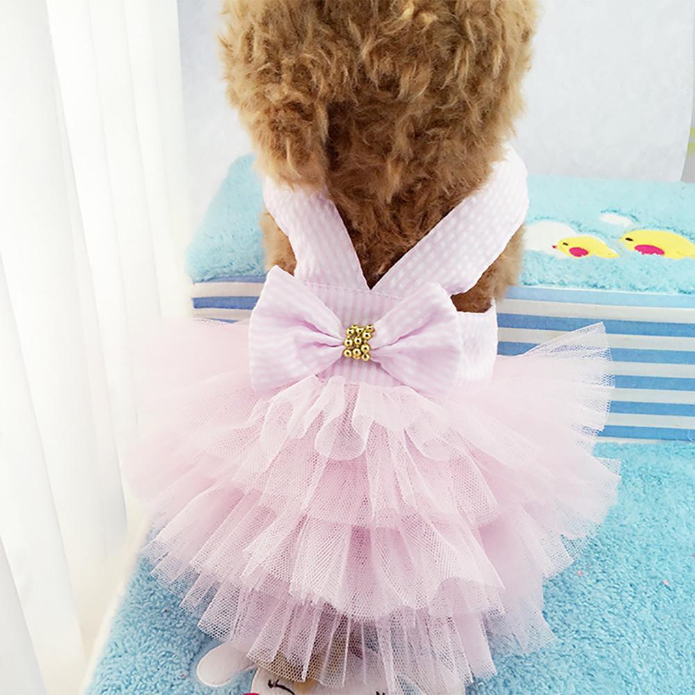 Bubble Skirt Stripe Lace Dress Dog Dress Princess Dresses For Dog