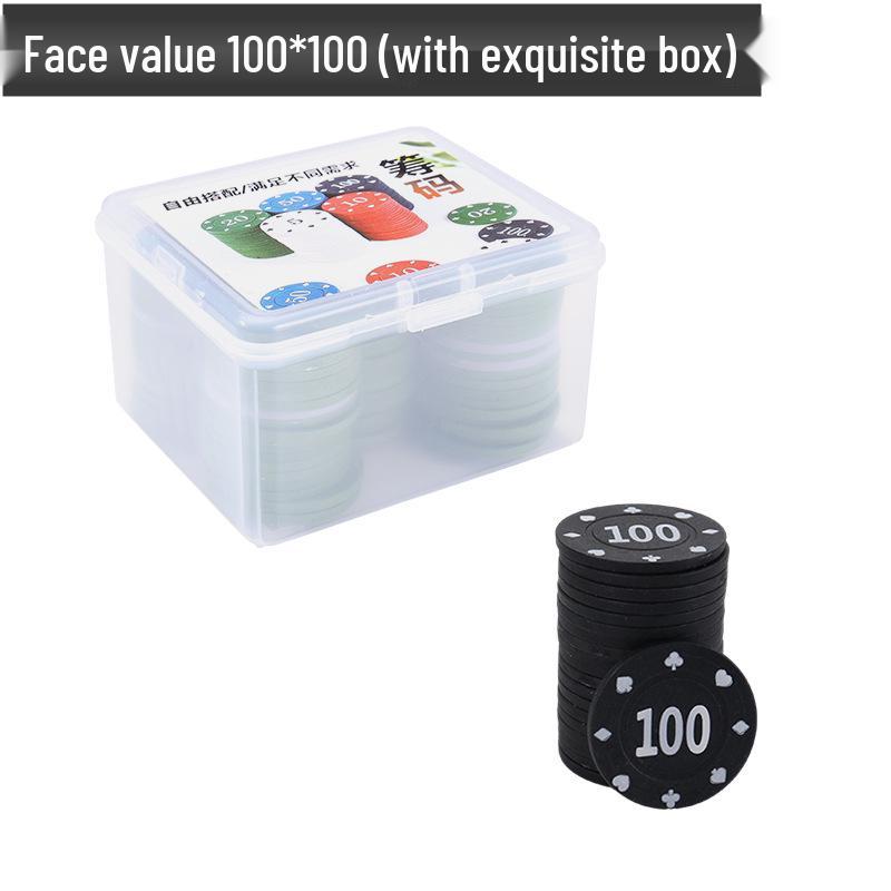 Boxed Set: 100 Plastic Baccarat Mahjong Poker Machine Tokens