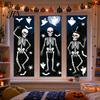 Rent-friendly Glass Decal 3Pcs Halloween Skeleton Stickers, Waterproof PVC Window Clings, Static Decals, Stress-free Removable Stickers for