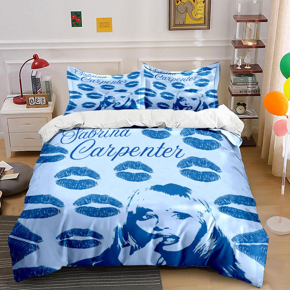 Blue Lips and Portrait Bedding Bedding Duvet Cover Set Duvet Cover Pillowcases (1*Duvet Cover 2*Pillowcases, without duvet insert)