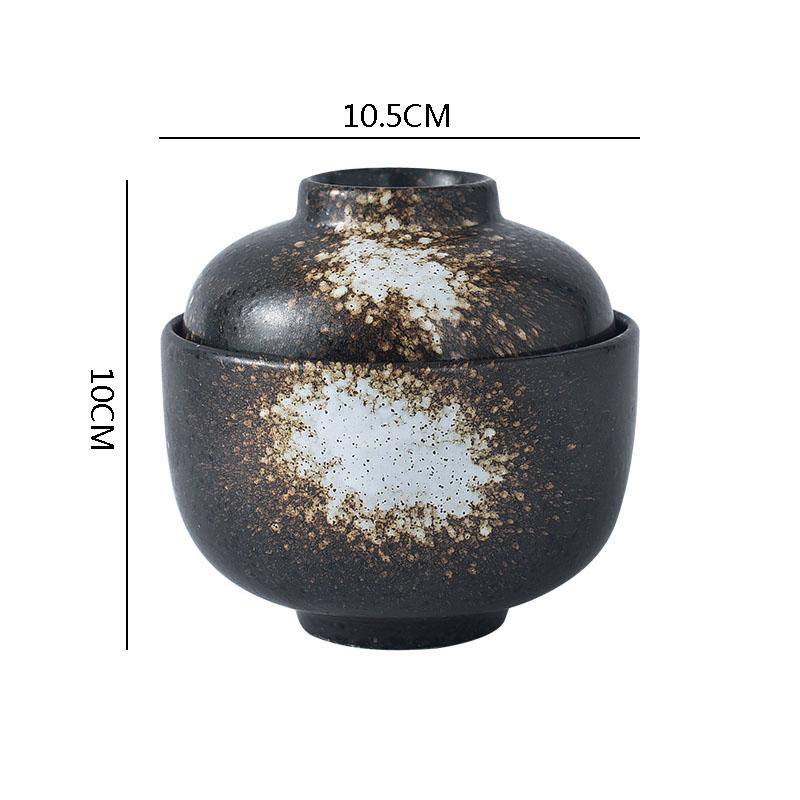 Keramikschüssel mit Deckel Kreatives Muster Dicke Suppenschüssel Dampfeierschüssel Dessertschalen Snackschalen Restaurant Spezialgeschirr