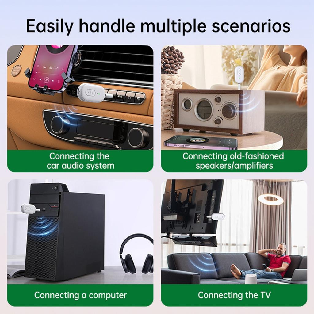 Headset Bluetooth Adapter, TV PC Headset Bluetooth Transmitter, Home Stereo/Speaker Music Receiver, Car/Marine/Gym AUX Jack Wireless Audio Adapter
