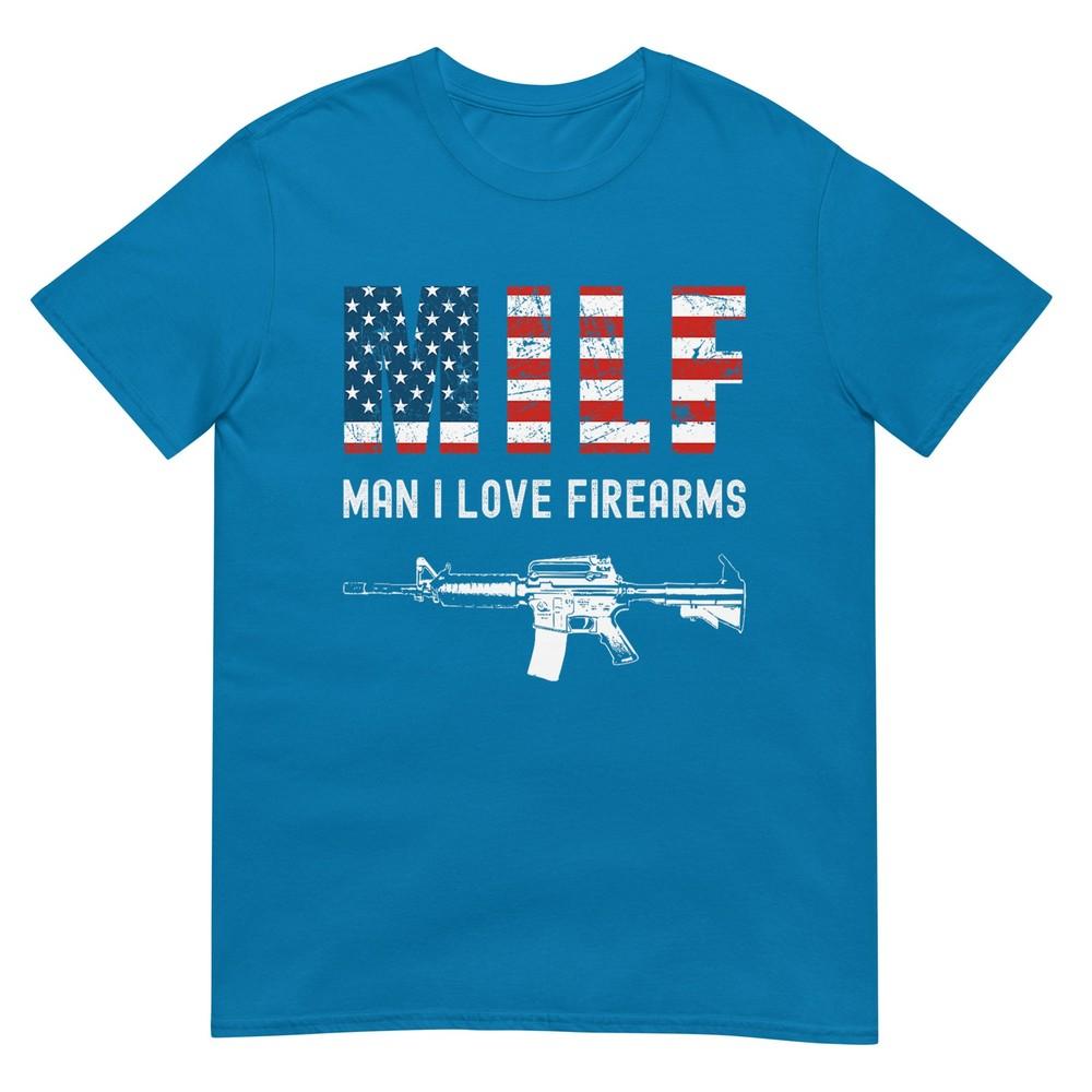 Milf Unisex I Love Firearms Gun Rights Ar15 Patriotic Usa Flag TShirt