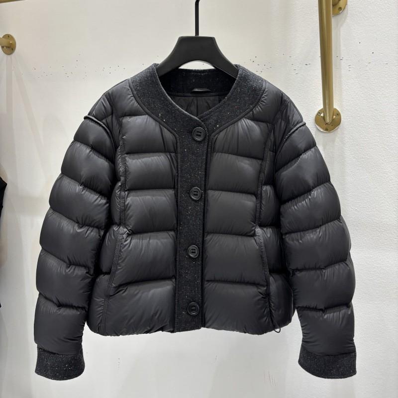 Womens Lightweight Down Jacket Short Puffer Coat With Round Neck Snap Front Buttons Warm Winter Outerwear