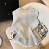 Spring Autumn Korean Sleeveless Sweater Vest Round Neck Cardigan Simple Knit Waistcoat Comfortable Women's Clothing Top