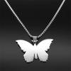 Butterfly Cross Scripture Pendant Necklace, Fashionable Stainless Steel Silvery Necklace, Jewelry Gift