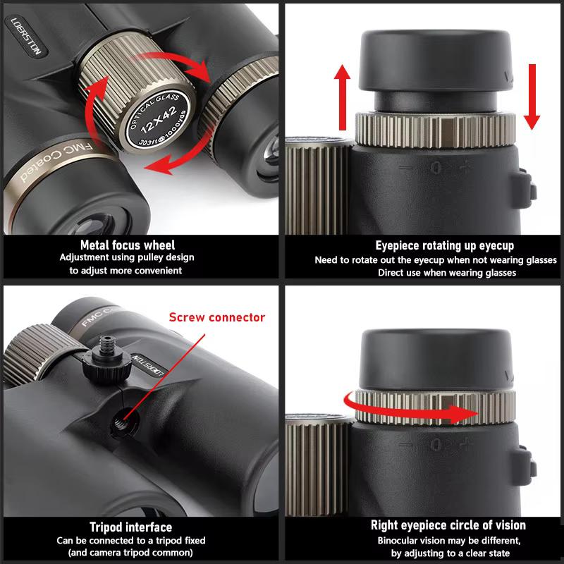 Telescope 12x42 HD Professional Binoculars with ED Lens BAK4 Prism Waterproof for Birdwatching Hunting Camping Travel Outdoor