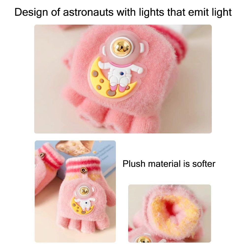 Cycling Winter Kids Gloves Half Finger Flap Gloves for 3-12 Years Boys Girls