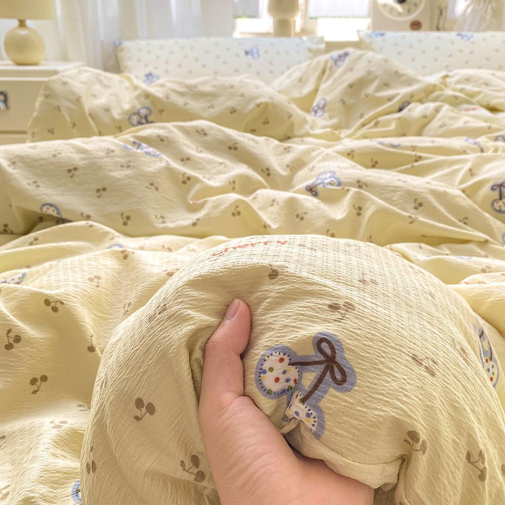 Wrinkled Double-layer Yarn Four-piece Set, Mattress Model, Cream Wind Class A Cloud Feeling Super Soft Kapok Kit