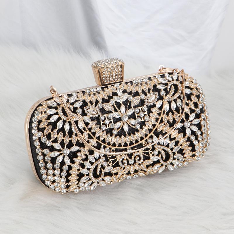 2023 Diamond Evening Clutch Bag For Women Wedding Golden Clutch Purse Chain Shoulder Bag Small Party Handbag With Metal Handle