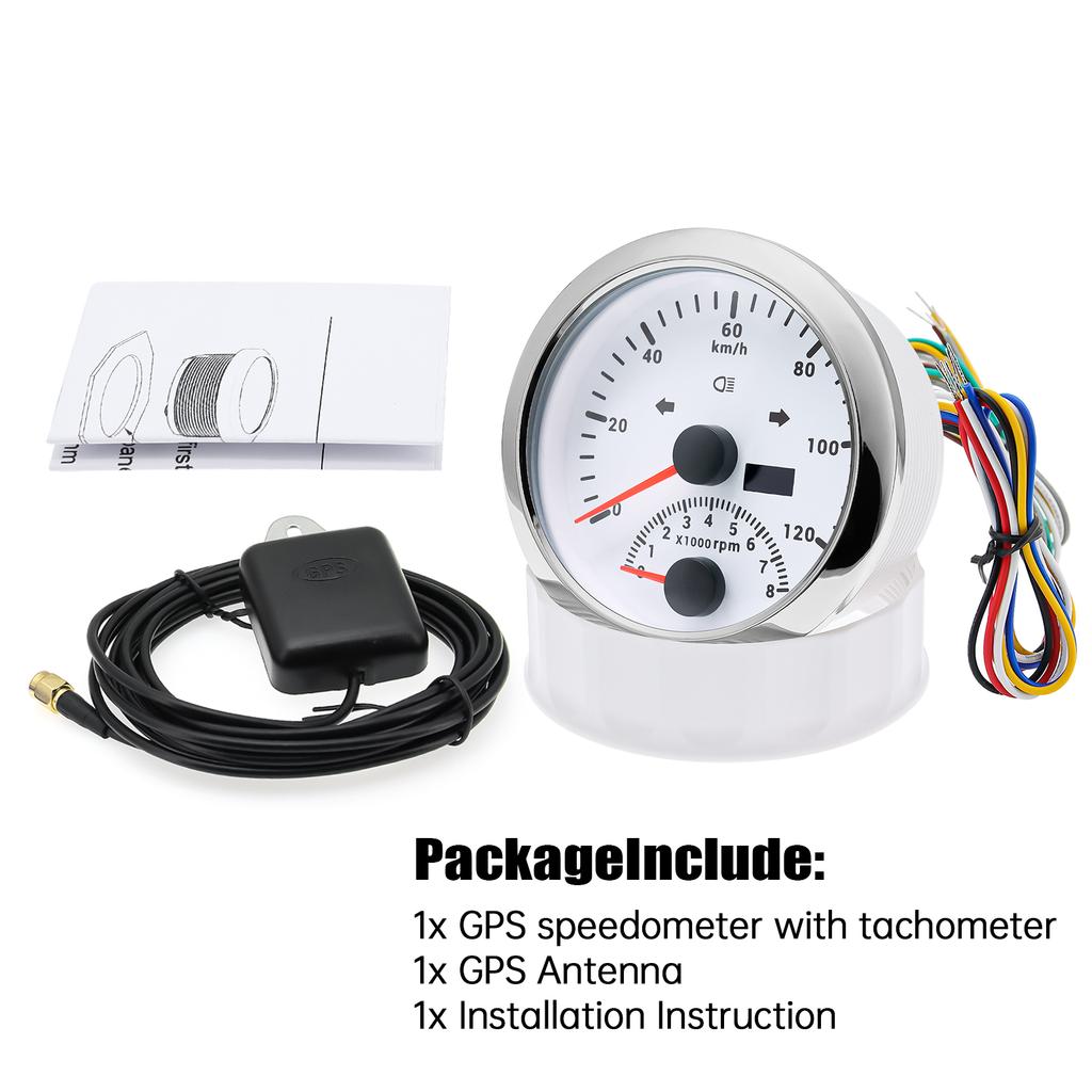 85mm Digital GPS Speedometer Tachometer With Red Backlight For Car Truck Marine Boat Speed Meter Gauge With Turn Signal 12V 24V