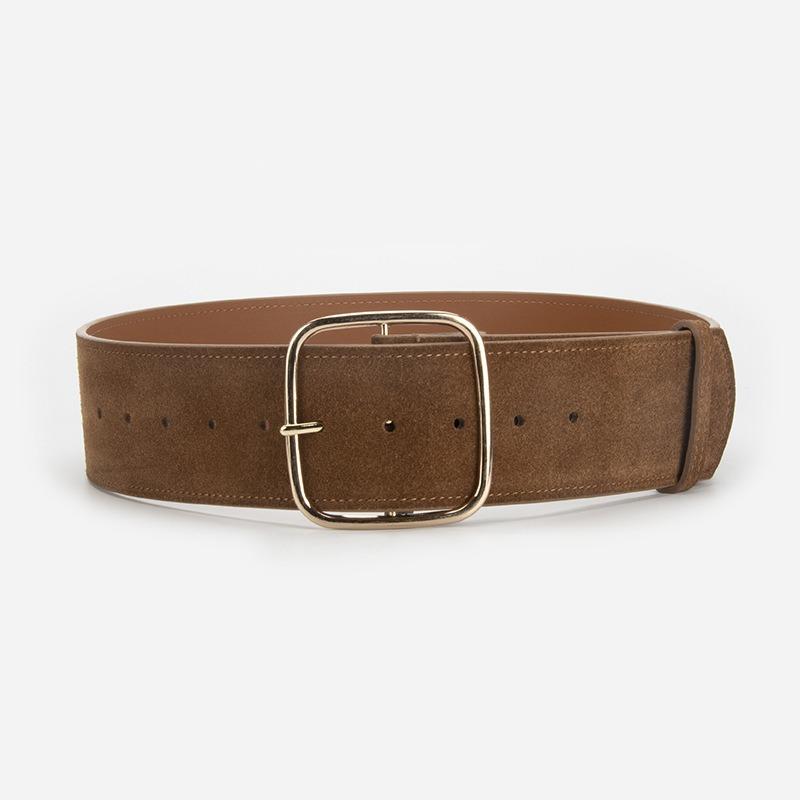 Nieuw leer retro gesp tailleafdichting dames mat suède koeienhuid riem met jas jurk