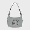 Cat Symbol Applique Washed Crossbody Bag LIGHT BLUE