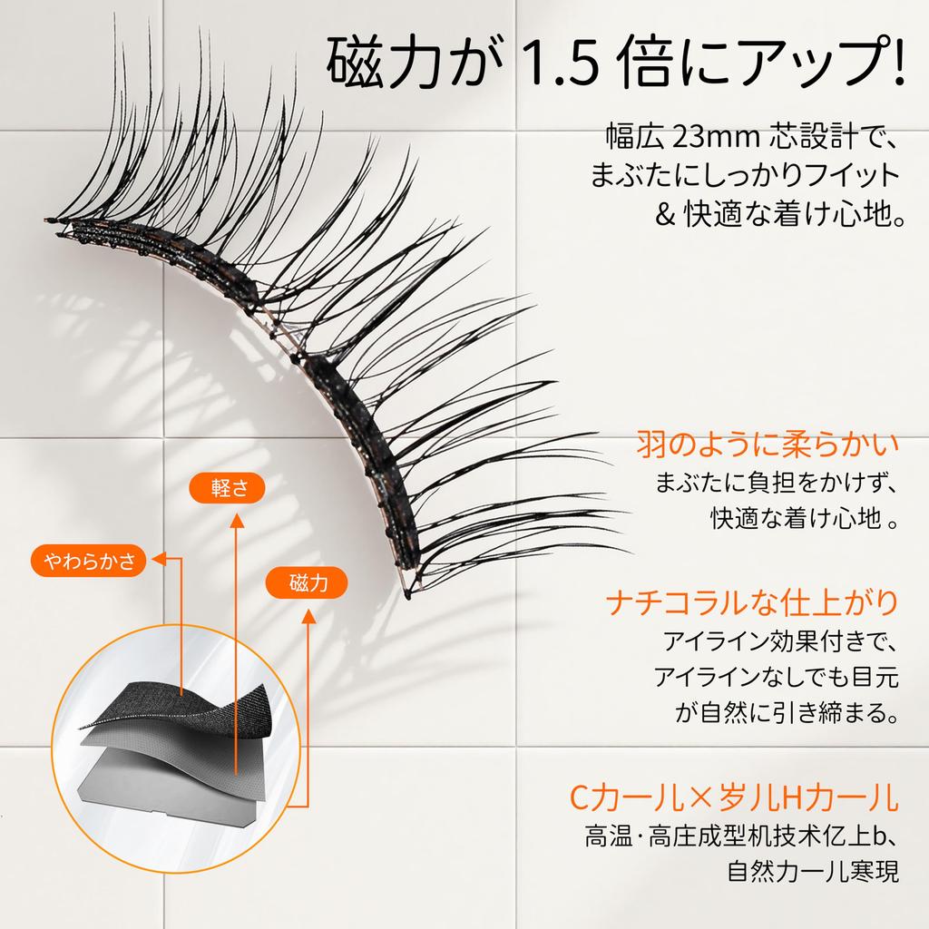 Magnetic false eyelashes, no glue required, natural C-curl, 6-10mm, reusable, lightweight design, with mirror case, for daily use, soft, natural