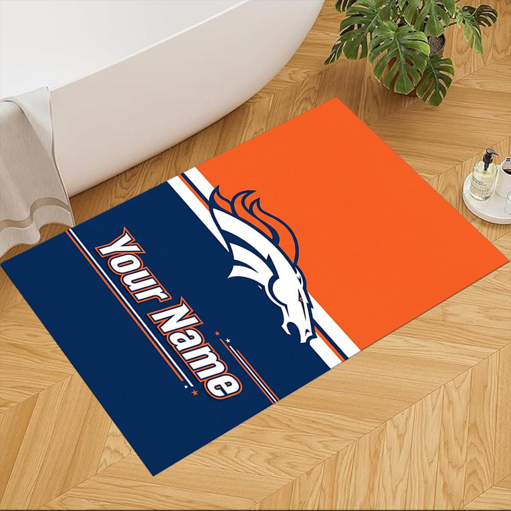 Denver Broncos Logo Customized Name Area Rug Suitable for Foyer Study room Decorate room Dining Room Anti-slip Rug Decorate Offices