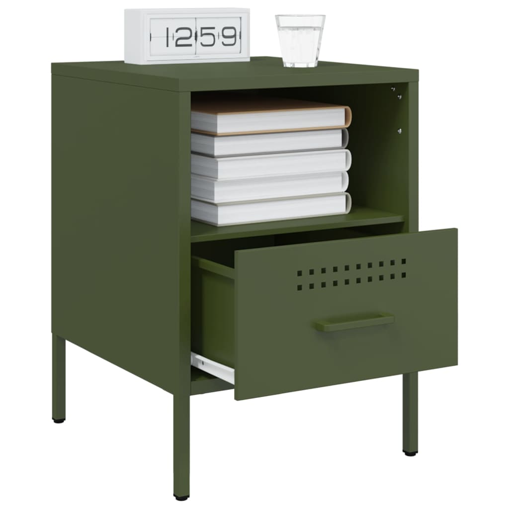 Nightstands 2 Pcs Olive Green 36 X 39 X 50.5 Cm Steel