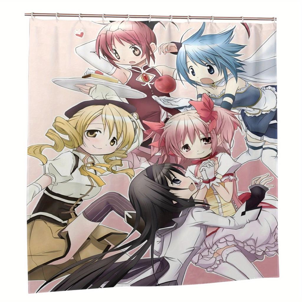 Magical Girl Kawaii Round, Inspired Fashion Design Shower Curtain With Hooks, Removable Bathroom Curtain, Durable Polyester