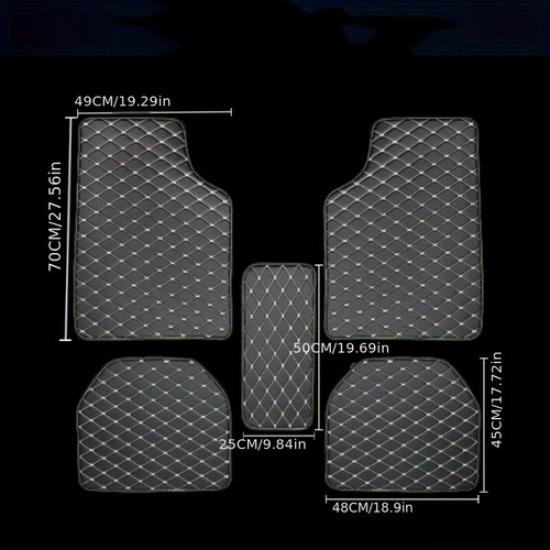 5Pcs Car Floor Mats PU Leather Waterproof Dust-Proof Auto Carpet Protector pads