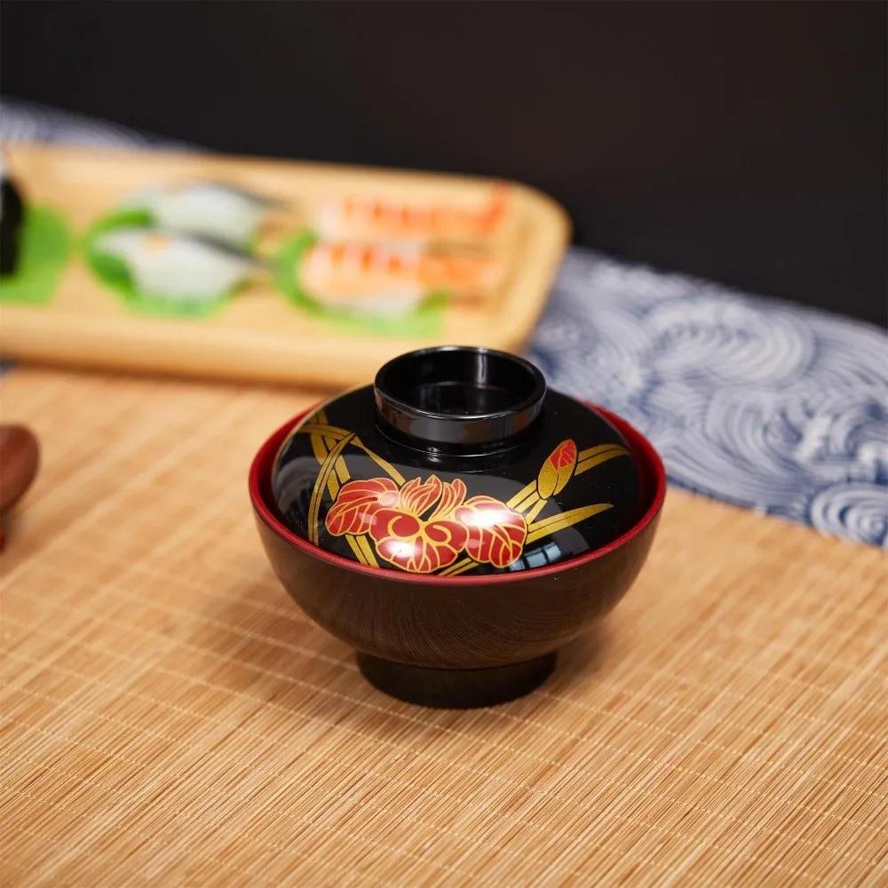 Neue Miso-Suppenschale mit Deckel, zweifarbig, Ahornblatt-Suppenschale mit Deckel, Suppenbehälter, japanische Blumenschale, Esszubehör
