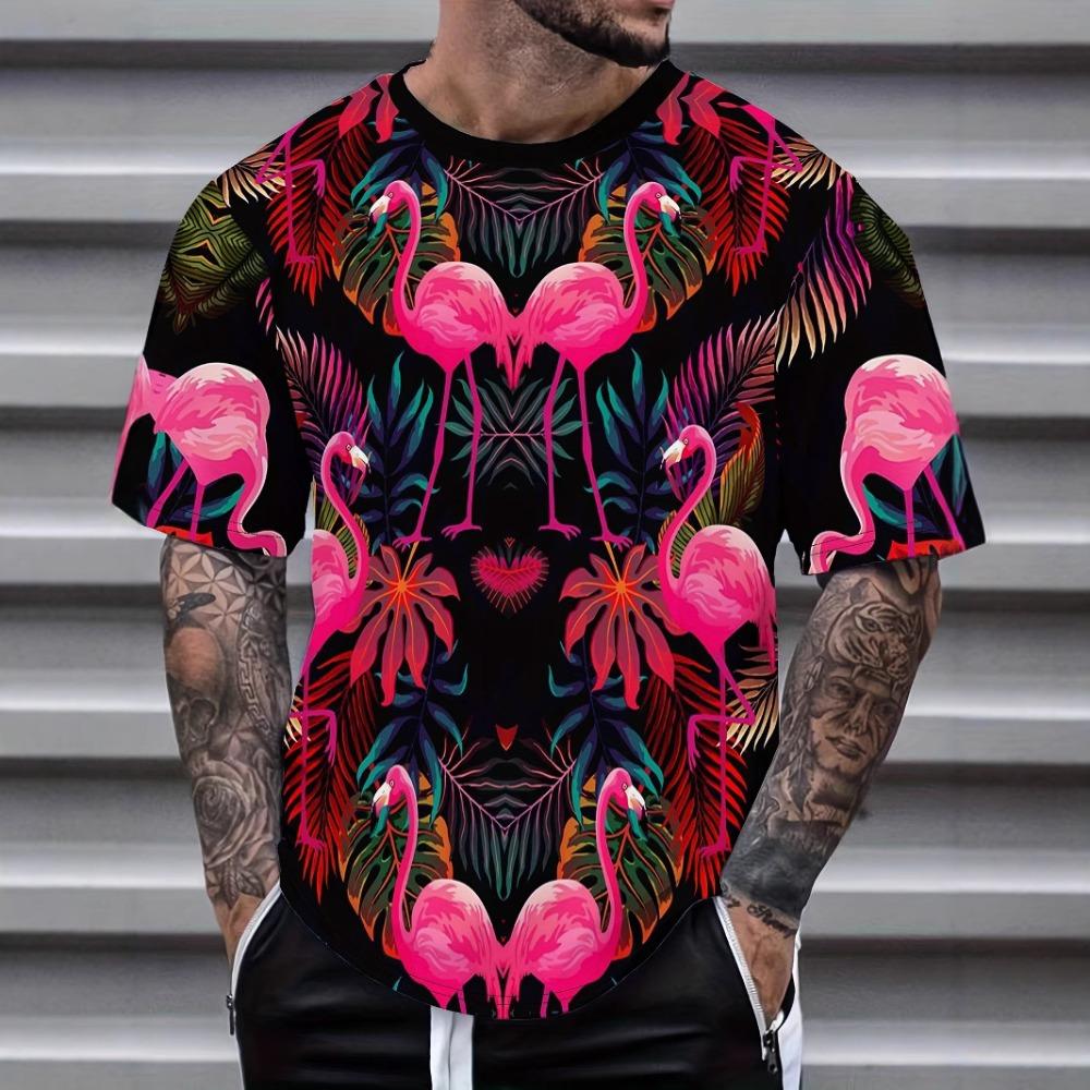 Funny Animal 3D Digital Printed Men's Casual and Fashionable Round Neck Short Sleeved T-shirt