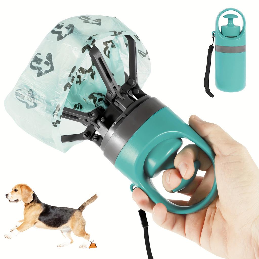 Portable Dog Pooper Scooper Outdoor Pet Waste Pick-up Cleaner Built-in Garbage Bag Handheld Pet Poop Grabber No Touch Design