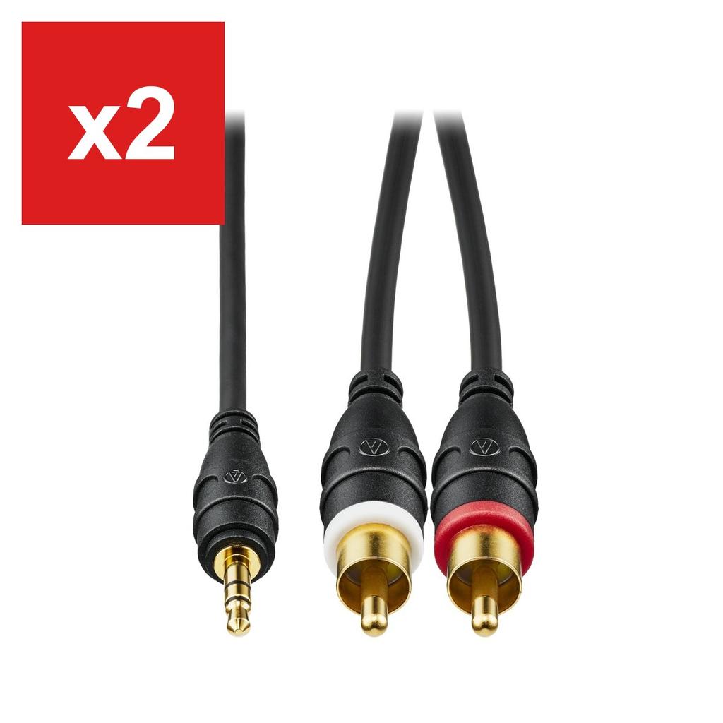 Audio Technica 3.5mm Stereo Mini To Dual RCA Cable (3.0m) for Electronic Pianos, Speakers, Stereos