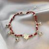 1Pcs Ethnic Trendy Hand Accessories Pulseras Chinese Style Woven Bracelets Red Rope Bell Lotus Flower Bracelets For Women