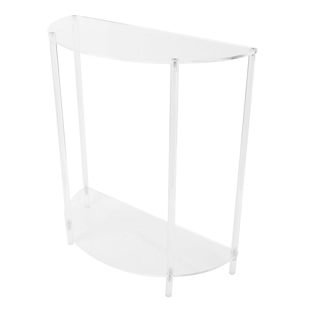 Acrylic Side Table Semiellipse 2 Tier Small Nightstand for Living Room Bedroom Bedside Wall
