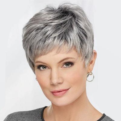 Short Grey Natural Wave Wigs For Women Synthetic Heat Resistant White Cosplay Wig Women's Wigs