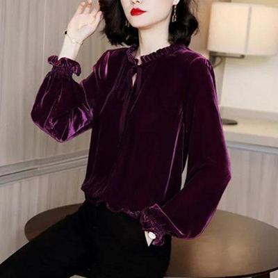 Damen Pullover Casual Langarm Büro Langarm Vintage Französisch Langarmshirt