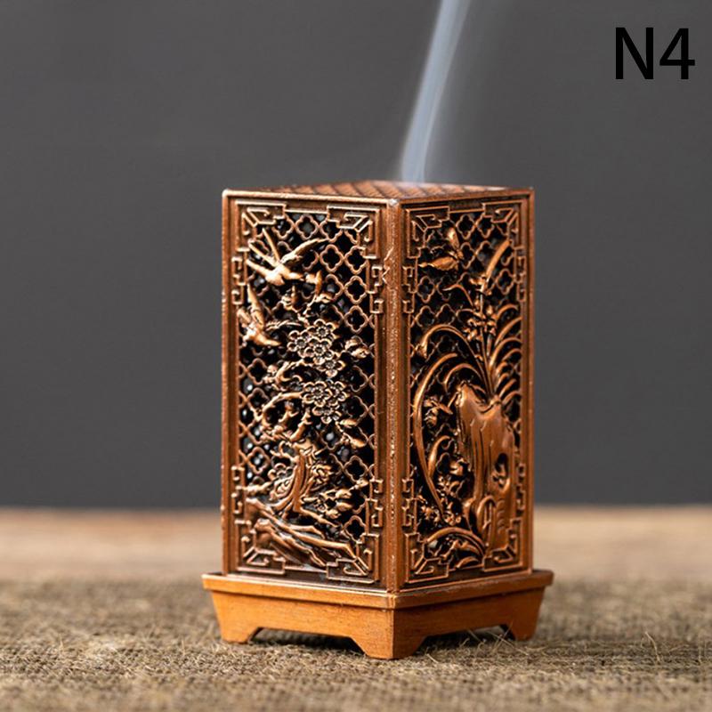 Square Vertical Incense Burner Small Xiangyun Alloy Incense Holder Indoor Aromatherapy Home Ornament Chinese Plum Inense Burners