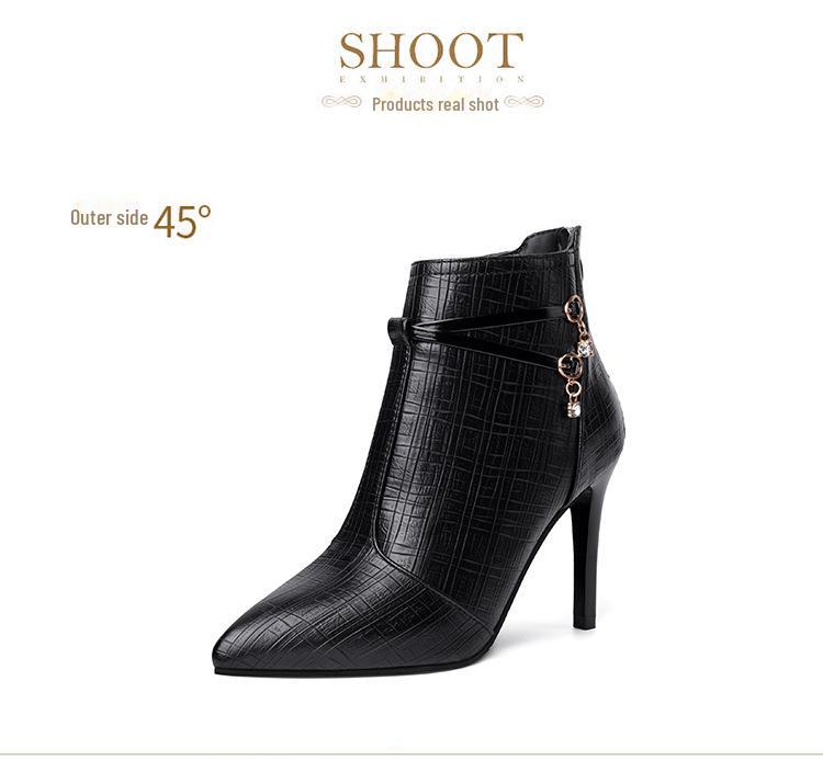 Stilettos i fransk stil: Eleganta Damskor med Spetsig Tå och Hög Klack för Höst och Vinter - Nude Mode Smala Stövletter