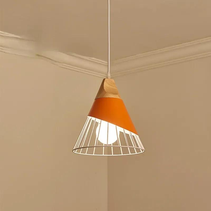 Multicolor Café Restaurant Wood Chandelier Iron Art Hanging Lights Pendant Lamp E27 Ceiling Nordic Modern Home Decor Appliance